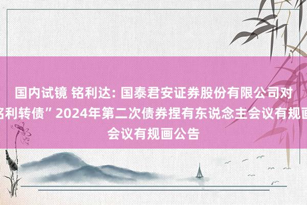 国内试镜 铭利达: 国泰君安证券股份有限公司对于“铭利转债”2024年第二次债券捏有东说念主会议有规画公告