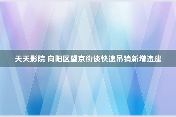 天天影院 向阳区望京街谈快速吊销新增违建