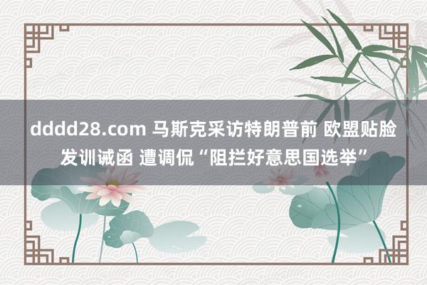 dddd28.com 马斯克采访特朗普前 欧盟贴脸发训诫函 遭调侃“阻拦好意思国选举”